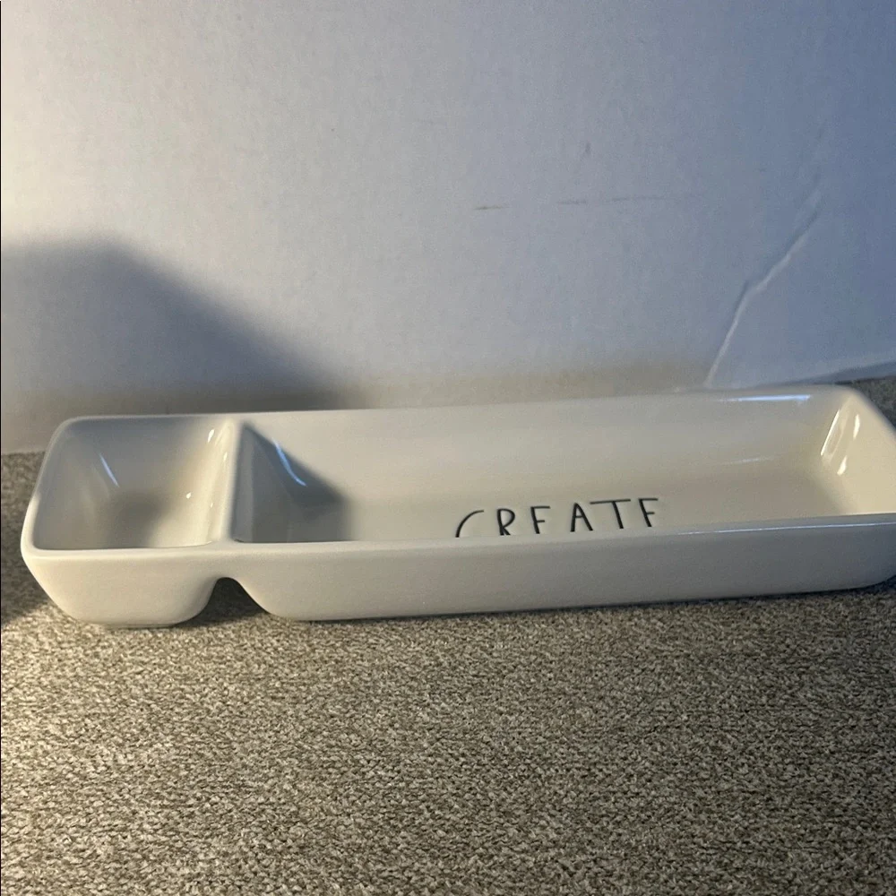 Rae Dunn CREATE Ceramic Vanity Tray and Tumbler Set - White